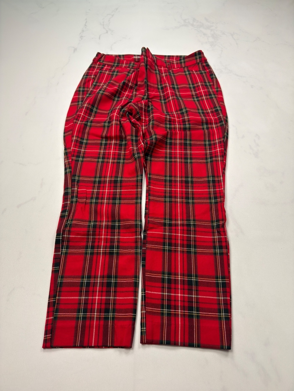Old Navy Plaid Trousers Pants High Rise Pixie Skinny Red 90s Retro - Womens 12